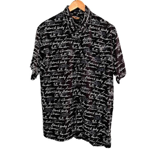 Women's Large Harley Davidson Button Front Shirt Top Motorcycles Moto Autograph - Picture 2 of 7